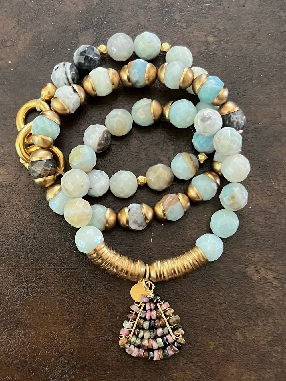 Catherine Page 3-Strand Gold-Tone Blue Stone Bracelet